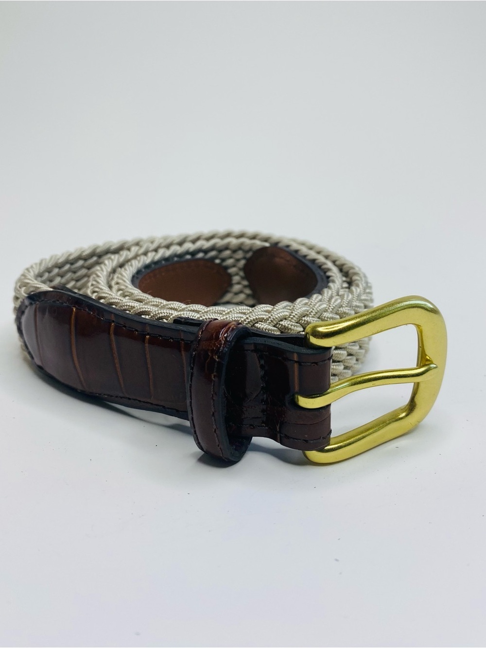 Webbed and embossed Leather Belt Size 36 Preppy Classic Country club